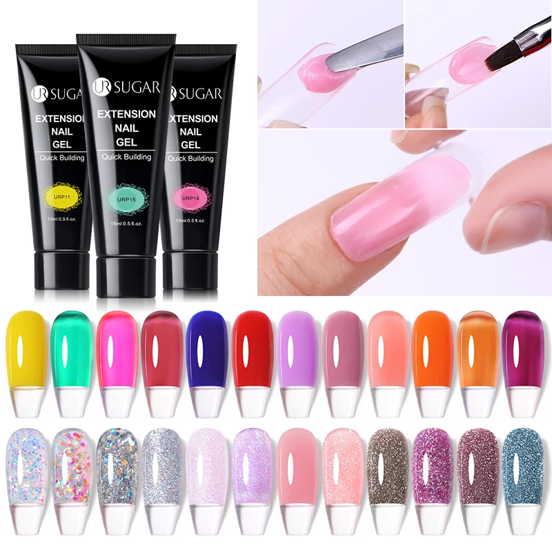 Sporting UR SUGAR Glitter Nail Extension Gel 15ml All For Manicure Builder UV LE - £23.90 GBP