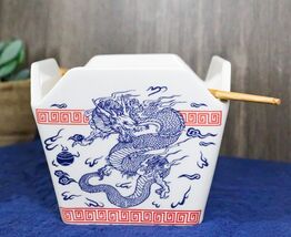 Oriental Nine Dragons King Takeout To Go Box Serving Bowl With Chopstick... - $18.99