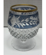Etched Cut Victorian Blue Pedestal Footed Liquor Glass - $20.37 CAD