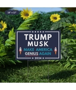 Trump Musk MAGA GENIUS Yard Sign - Trump Sign 2024 Elon Musk with H-Stake - $19.99 - $51.99