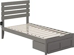 AFI Oxford Twin Bed with Foot Drawer and USB Turbo Charger in Grey - $402.99