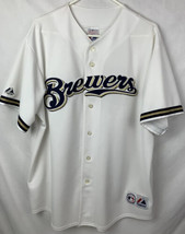 Vintage Milwaukee Brewers Jersey MLB Baseball Majestic White Sewn Mens XL - £31.86 GBP