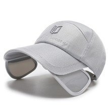 Telescopic Brim Cap Sunshade Hat Men&#39;s Casual Sunblock Fishing Cap Golf Cap Embr - £11.45 GBP