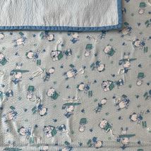 Vintage Handmade Baby Quilt - Cat Dog Bunny Nail Bucket Blue Blanket Nur... - $18.88