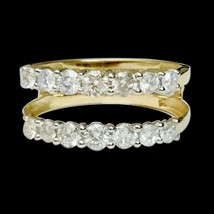 14K Yellow Gold Plated 1 Ct Simulated Diamond Ring Guard Wrap Solitaire Enhancer - £111.47 GBP