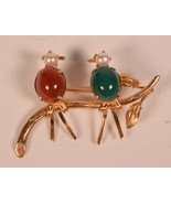 Imperial Pearl Syndicate IPS Birds On Branch Pin Brooch 12K GF Amber &amp; C... - $107.58 CAD