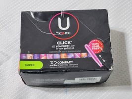 U Kotex Click Compact Tampons SUPER Absorbency Flexible fit (1-Box, 32ct) - £7.84 GBP