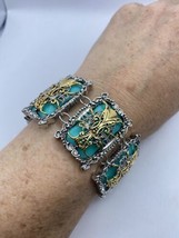Vintage Austrio Hungarian Repro Bracelet Gold Silver Stainless Steel 8.5 inches - £81.21 GBP