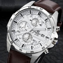 Orologio da uomo Casio Edifice EFR-556TR-1K cronografo in pelle marrone... - £87.39 GBP