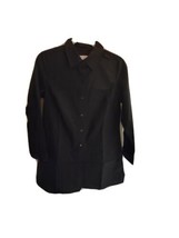 Denim Co. Collared Long Sleeve Petite Duster  Pocket Black Stretch Shirt XXS - £19.31 GBP