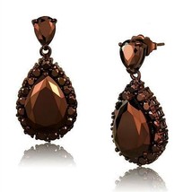 3W1134 - IP Coffee light Brass Earrings with AAA Grade CZ  in Light Coffee - $947.74 MXN