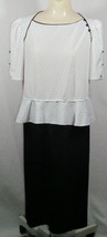 Vtg Jane Baar Maxi Dress Womens Black White Polka Dot Sz 14 Evening - £31.96 GBP