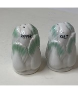 Bok Choy Cabbage Ceramic Salt and Pepper Shaker Set Vintage Green and White - $14.03