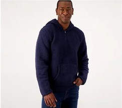 Cuddl Duds Men&#39;s Cloud Fleece Quarter Zip Hoodie (Dress Blue, Large) A544712 - £13.88 GBP