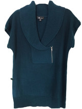 Pullover Sweater Long Tunic Knit Collared Cap Sleeve Teal AB Studio Size XL NWT - £14.86 GBP