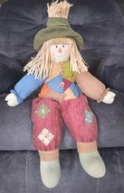 Vintage Scarecrow Straw Man Doll Halloween Thanksgiving Folk Art Decor - $76.57 MXN