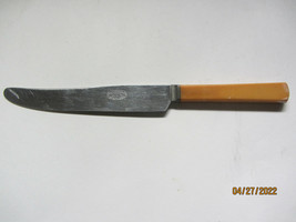 Vintage SUN Stainless DINNER BUTTER Knife w Yellow Bakelite Handle - £7.98 GBP