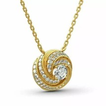 2Ct Round Cut Lab Created Diamond Women&#39;s Cluster Pendant 14K Yellow Gold Plated - £117.86 GBP