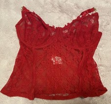 women’s Red lingerie Secret Treasures 40 Double D Corset Style Lace top - $25.23