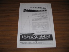 1945 Print Ad Brunswick Mariner 22 Sail Boats Marine Construction Brunsw... - $13.62