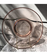 Vintage Floral Etched Pink Depression Glass Rolled Edge Console Bowl 10 ... - $66.99 CAD