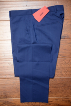 Hugo Boss Mens Griffin 100% Wool Slim Fit Blue Dress Pants Unhemmed EU 48 US 32R - £55.02 GBP