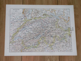 1903 Original Antique French Map Of Switzerland / Alps - £13.43 GBP