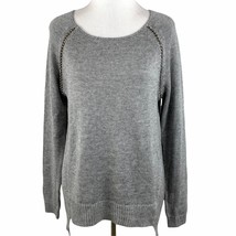 Black Swan Sweater Womens Large Grey Wool Blend Knit Pullover Chain Raglan - £19.73 GBP
