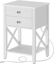 Rolanstar Nightstand With Charging Station, End Table With 2 Drawers And... - $103.95