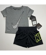 Nike Baby Boys Dri-Fit Tee Shirt &amp; Shorts Set Outfit 12M NEW - £17.53 GBP