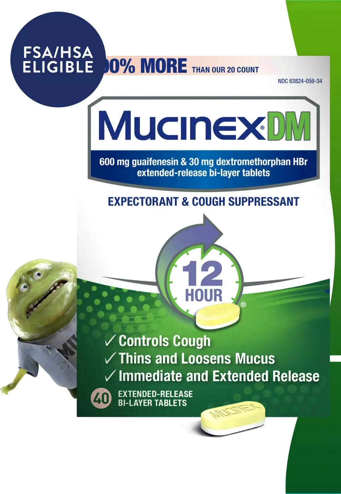 Mucinex DM 12-Hour Expectorant &amp; Cough Suppressant 40 Tablet Exp 11/2025+ - $219.32 MXN