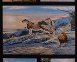23.5&quot; X 44&quot; Panel African Animals Wildlife Lions Nature Cotton Fabric D5... - $8.45