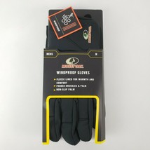 Mossy Oak WindProof Black Gloves Fleece Lined Padded Knuckles Non Slip Palm Sz.M - £10.31 GBP
