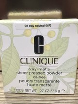 Clinique Stay-Matte Sheer Pressed Powder Oil Free-02 Stay Neutral Brand ... - $29.95