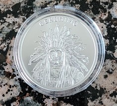 Geronimo Art Round 1 Troy Ounce .999 Fine Silver BU Round w/Protective C... - £36.35 GBP
