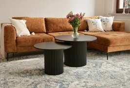 A set of round fluted handmade wooden black coffee tables - tr.tables - $569.00