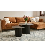 A set of round fluted handmade wooden black coffee tables - tr.tables - £445.60 GBP