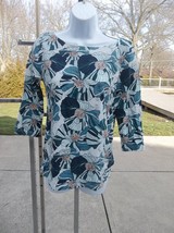 Nwt Ann Taylor Loft Teal Lg Floral Top Xs - $11.99