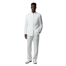 Men Apollo King Band Collarless Church Suit Mandarin 5 Hidden Buttons AG58 White image 13