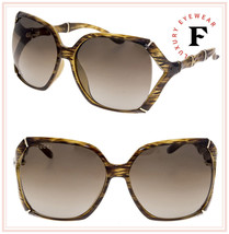 GUCCI Bamboo GG3508S Translucent Brown Horn Gold Gradient Sunglasses 3508 0505 - £211.56 GBP