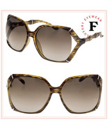 GUCCI Bamboo GG3508S Translucent Brown Horn Gold Gradient Sunglasses 350... - £212.50 GBP