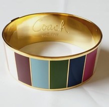 Coach Legacy Stripe Bangle Bracelet Gold Multi Color 1 Inch New W/O Tags - £34.99 GBP
