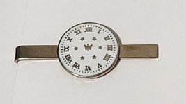 Vintage Tie Bar Clip Clasp Stay Gold Tone Round Clock White Dial Cloisonne - £5.92 GBP