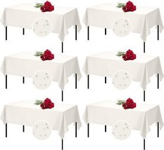 6 Pcs Rectangle Tablecloth Washable Polyester Table Cloth Stain and Wrin... - $36.37