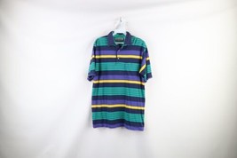 Vintage 90s Streetwear Mens Medium Faded Striped Color Block Golf Polo Shirt - £31.18 GBP