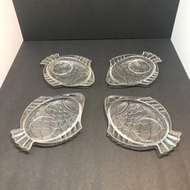 Set of 4 Vintage Decorative Clear Art Glass Fish Shaped Appetizer Snack Plates - £15.45 GBP