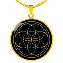 Sacred Geometry The Seed of Life Stylized Version Circle Necklace Stainless Ste - £34.13 GBP+