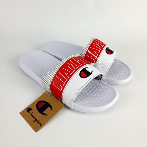Primary image for Champion Men's Super Slide Varsity Duo Slide Sandals White Red 9 New