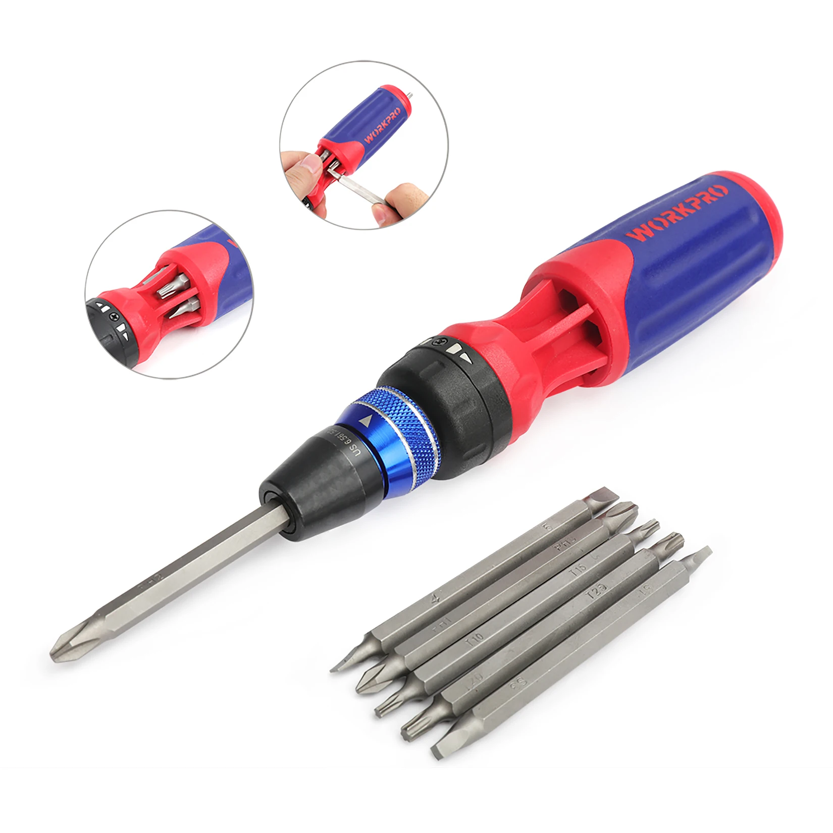 WORKPRO Ratcheting Screwdriver 12 in 1 Screwdriver set Quick Load Mechanism Scre - £211.55 GBP