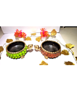 Handmade Terracotta Clay Tortoise bowl in golden and green colour for Ke... - $2,761.58 MXN